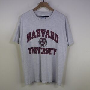 Vintage 90s Harvard University T-Shirt Large Collegiate Grey Graphic Tee